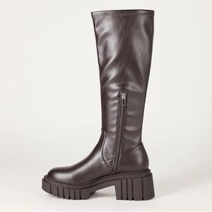 The Drop ‘Kennedy’ Pull-On Lug Sole Platform Boot in chocolate brown NEW 7.5